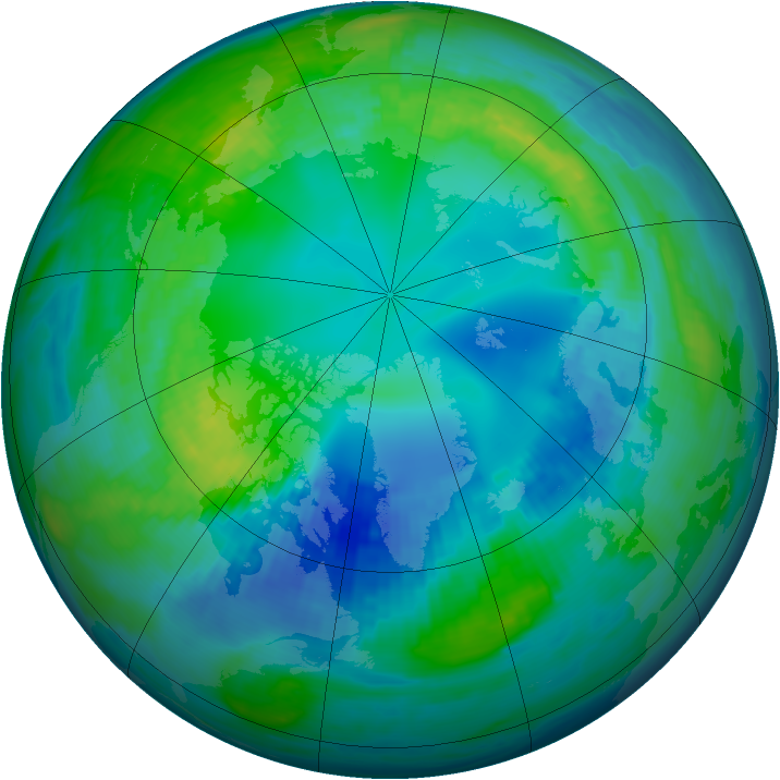 Arctic ozone map for 30 October 1991